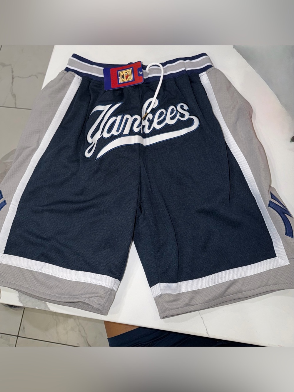 Yankees Navy and Gray Athletic Shorts with Drawstring they run small like a xl